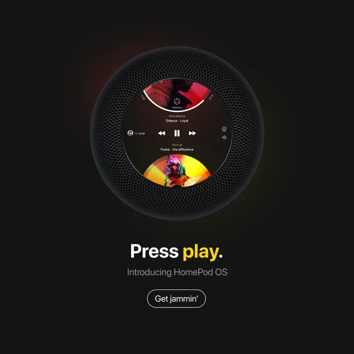 Apple Homepod with a screen, a design concept.