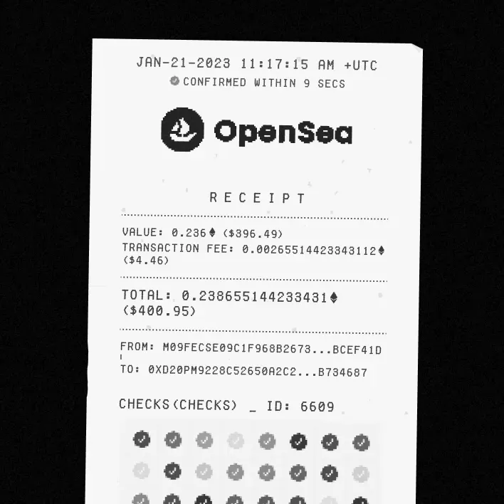 NFT sale receipt, a design concept.